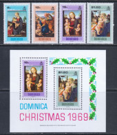 Dominica 1969 Mi# 286-289, Block 1 ** MNH - Christmas / Paintings - Dominica (...-1978)