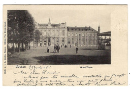 Delcampe - CPA BOUSSU : Grand 'Place - Animée - Circulée 1906 - PUB Farine Lactée Renaux - Ed. Vve Durez Capart - 2 Scans - Boussu