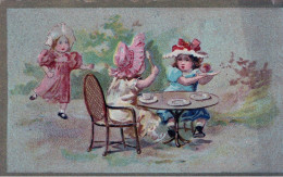 Delcampe - CHROMO, LA BELLE JARDINIERE, C. BERIOT LILLE, GOUTER ENTRE PETITES FILLES  COULEUR REF 32280 - Tè & Caffè