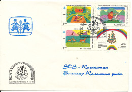 Delcampe - Kazakhstan Cover FDC 3-11-1994 SOS Kinderdorfs Complete Set Of 4 With Cachet - Kasachstan