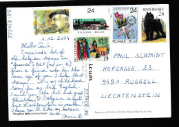 BELGIQUE /BELGIEN  Multifranked Postcard 2024 To Liechtenstein  (8 - Briefe U. Dokumente