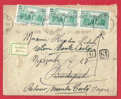 Delcampe - !!! MONACO, LETTRE DE MONTE-CARLO POUR BUDAPEST, HONGRIE DE 1931 AVEC FLAMME PUBLICITAIRE - Poststempel