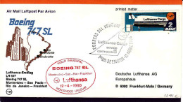 Delcampe - Uruguay 1980, First Flight - Erstflug, Montevideo - Sao Paulo - Rio - Frankfurt, LH 507 Boeing 747SL,Par Avion Lufthansa - Uruguay
