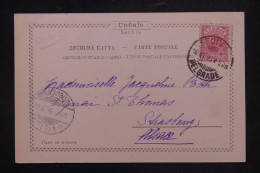 Delcampe - SERBIE - Affrt De Belgrade Sur Carte Postale D'Alexander KONIG Pour Strasbourg (alors Allemande) - 1898  - L 170180 - Serbien