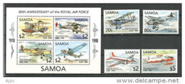 Delcampe - Histoire De La Royal Air Force, Un BF + Série 4 T-p Neufs ** Des ILES SAMOA. Côte 25.00 € - Samoa (Staat)