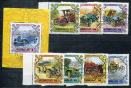 Delcampe - MONGOLEI 1328-1334 + Block 66, Bl.66 Canc. - Oldtimer Autos, Voitures Anciennes - MONGOLIA / MONGOLIE - Mongolei