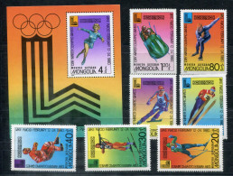 Delcampe - MONGOLEI 1271-1277 + Block 61, Bl.61 Mnh - Olympische Spiele Lake Placid 1980 - MONGOLIA / MONGOLIE - Mongolei
