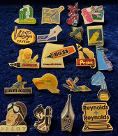 Delcampe - 78925-Collection 20  Pin's. Stylo Plume. Crayon. Bic. Reynolds. Boss. Pentel . - Marques