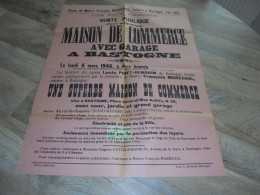 Delcampe - Affiche De Vente Publique D'une Magifique Maison De Commerce Avec Garage 4 Mars1946 Place De BASTOGNE Au Café M Pierre - Affiches