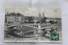 Delcampe - AA788, Cpa 1912, Melun, Le Pont De Fer Et L'église Notre Dame, Seine Et Marne 77 - Melun