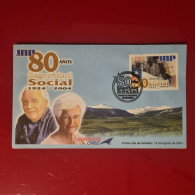 Delcampe - Enveloppe Premier Jour D'emission Avec Cachet Spécial Et Varieté De Timbres - CHILE - 80 AÑOS SEGURIDAD SOCIAL 1924|2004 - Chile
