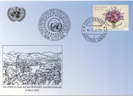 Delcampe - ONU Genève 2025 - Blue Card UNPA Auf Der BERNABA Und Multilaterale In BERN 14-17.05.2025 - Jatanamansi - Cartes-maximum