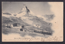 Delcampe - Gare Et Hotel Du Riffelberg / Year 1899 / Long Line Postcard Circulated, 2 Scans - Hotels & Gaststätten