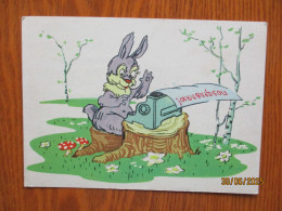 Delcampe - USSR RUSSIA 1963 BIRTHDAY RABBIT WITH TYPING MACHINE  , 16-4 - Geburtstag
