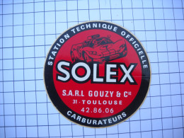 Delcampe - AUTOCOLLANT  Stickers,  Station Technique Officielle SOLEX  Carburateurs GOUZY Toulouse  Voiture Course - Autocollants