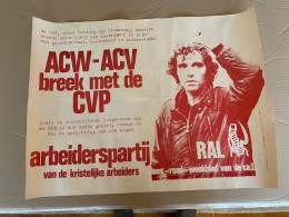 Delcampe - ACW - ACV BREEK MET DE CVP -- Arbeiderspartij    Zie Scan Voor Detail     (  56 Cm  X 42  Cm ) - Affiches