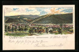 Lithographie Oppenau /Renchtal, Totalansicht Aus Der Ferne - Oppenau