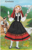 Delcampe - CPSM BRODEE PYRENEES COSTUME FOLK. GARCIA - Brodées