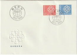 Delcampe - SCHWEIZ SUISSE Europa 1959: Zu 347-348 Mi 679-680 Yv 630-631 Auf FDC Mit ET-⊙ BERN 22.VI.59 (Zumstein CHF 9.00) - FDC