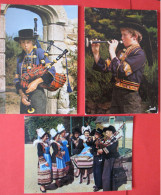 Delcampe - Lot De 3 CP - Bretagne - Folklore - Bombarde S Et Binious - Bretagne