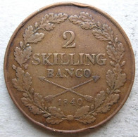 Delcampe - Suède . 2 Skilling Banco 1840. Carl XIV Johan - Bernadotte - KM# 643 - Suède