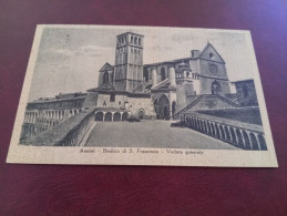 Delcampe - CARTOLINA ASSISI - BASILICA DI S. FRANCESCO - VEDUTA GENERALE - VIAGGIATA ANNI 40-50 FORMATO PICCOLO - Perugia