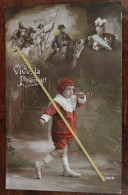 Delcampe - Cpa 1915 Enfant Au Clairon Tirage Print Vintage Patriotique Vive La France Napoléon Jeanne D'Arc - Weltkrieg 1914-18