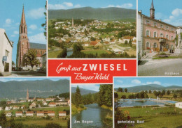 Delcampe - CARTOLINA  ZWIESEL,BAYERN,GERMANIA-GRUSS AUS ZWIESEL-A REGEN-RATHAUS-GEHEIZTES BAD-VIAGGIATA - Zwiesel