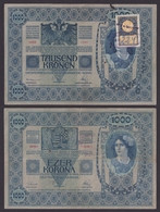 Delcampe - 1919 1918 SHS Yugoslavia Serbia Subotica Szabadka HUNGARY AUSTRIA KuK Occupation BANKNOTE Money Revenue Tax Stamp 1000 K - Service