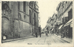 Delcampe - MELUN - Rue Saint Aspais Et L'Eglise - Melun