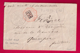 LETTRE NOUMEA NOUVELLE CALEDONIE 1874 ENTREE COL FRA VIA SUEZ POUR QUIMPER FINISTERE PD ENCADRE - Briefe U. Dokumente