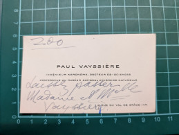 Delcampe - CARTE DE VISITE  PAUL VAYSIERE INGENIEUR AGRONOME DOCTEUR ES SCIENCES - Visitenkarten