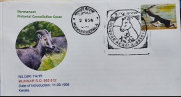 Delcampe - India 2024 NILGIRI TAHR MUNNAR KERALA - Special Cover As Per Scan - Wild