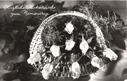 Delcampe - BIRTHDAY, CELEBRATION, HOLIDAY, ROSES IN BASKET, FLOWERS, POSTCARD, GERMANY - Geburtstag