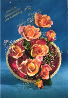 Delcampe - BIRTHDAY, CELEBRATION, HOLIDAY, FLOWERS, ROSES, BASKET, POSTCARD, GERMANY - Geburtstag