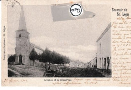 Delcampe - St Leger L Eglise Et La Grand Rue - Saint-Léger