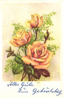 Delcampe - BIRTHDAY, CELEBRATION, HOLIDAY, ROSES, FLOWERS, POSTCARD, AUSTRIA - Geburtstag