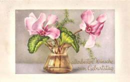 Delcampe - BIRTHDAY, CELEBRATION, HOLIDAY, FLOWERS IN VASE, EMBOSSED POSTCARD, AUSTRIA - Geburtstag