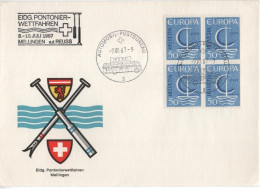 Delcampe - Switzerland Schweiz Helvetia 1967 FDC Europa CEPT 1966, Eidgenössische Pontonierwettfahren, Mellingen A. D. Reuss - FDC