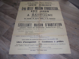 Delcampe - Affiche De Vente Publique D'une Très Belle Maison D'Habitation 25 Avril 1955 à BASTOGNE Au Café Maurice Pierre - Affiches