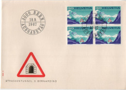 Delcampe - Switzerland Schweiz Helvetia 1967 FDC Strassentunnel Tunnel Routier Du San S. Bernardino, Bern - FDC