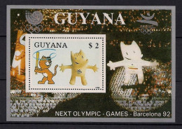 Delcampe - GUYANA 1988 - OLYMPICS BARCELONA 92 & SEUL-88 - MASCOTS OF THE GAMES - BORDE GRIS - Guyane (1966-...)
