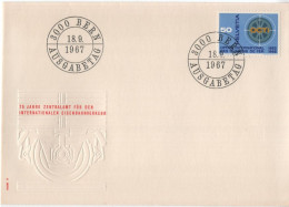 Delcampe - Schweiz Helvetia 1967 FDC Central Office For International Rail Transport, Eisenbahn Railway Train Zug OCTI, Bern - FDC
