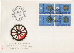 Delcampe - Schweiz Helvetia 1967 FDC Central Office For International Rail Transport, Eisenbahn Railway Train Zug OCTI, Bern - FDC