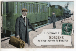 Delcampe - Cpa 40 Landes A L' Arrivée A Morcenx Je Vous Envoie Le Bonjour - Morcenx