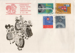 Delcampe - Schweiz Helvetia 1967 FDC 2. Trachten-Treffen In Bouchs Am Vierwaldstättersee, Traditional Costume Meeting, Dance Dances - FDC