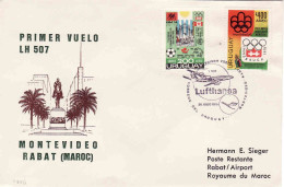 Delcampe - Uruguay 1975 First Flight - Erstflug, Montevideo - Rabat/Maroc, LH 507, Par Avion Lufthansa - Uruguay