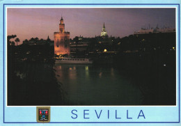 Delcampe - SEVILLA, EMBLEM, TORRE DEL ORO WATCHTOWER, GIRALDA, BOAT, SHIP, POSTCARD, SPAIN - Sevilla