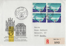 Delcampe - Schweiz Helvetia 1967 FDC Eröffnung Der Postautolinie, Chur-San Bernardino-Bellinzona Tunnel, Opening Of Post Bus Line - FDC