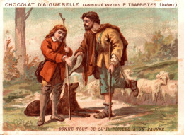 Delcampe - CHROMO CHOCOLAT D'AIGUEBELLE / SAINT VINCENT DE PAUL ENFANT DONNE TOUT CE QU'IL POSSEDE A UN PAUVRE - Aiguebelle